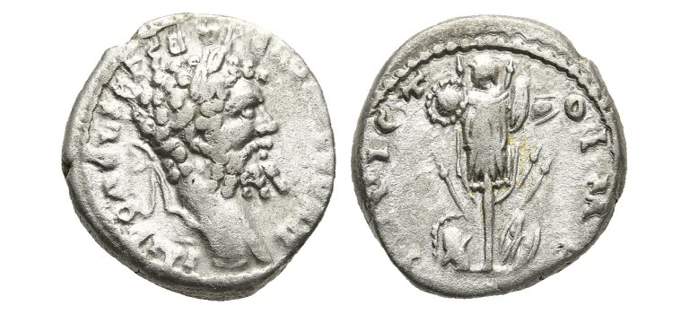 Septimius Severus - denarius INVICTO uit Emesa schaars (ME2656)
