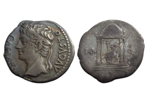 Augustus - denarius TEMPEL van MARS historisch (N25102) Augustus - denarius TEMPEL van MARS historisch (N25102)