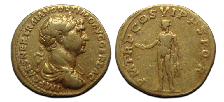 Trajanus - Gouden Aureus met genius! (N25103)