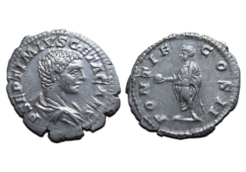 Geta - denarius PONTIF keizer als hogepriester schaars! (N2512)