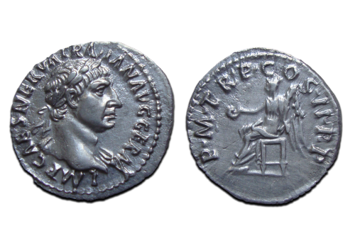 Trajanus- denarius Victoria vroeg portret (N2527)