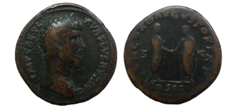 Lucius Verus - Sestertius met Marcus Aurelius (N2553)