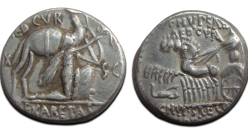 Romeinse republiek -  denarius koning Aretas met kameel 58 v. Chr. (N2598)