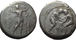 Griekse munten - AR Stater worstelaars en slingeraar! (O2517)