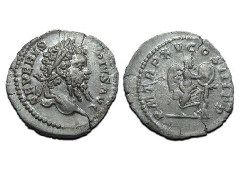Septimius Severus - denarius Victoria overwinning op de woestijnvolken! (O2568)