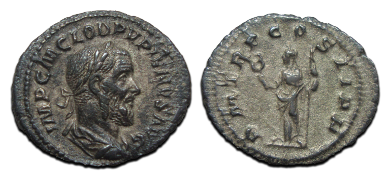 Pupienus - Felicitas denarius zeldzame keizer! (O2582)