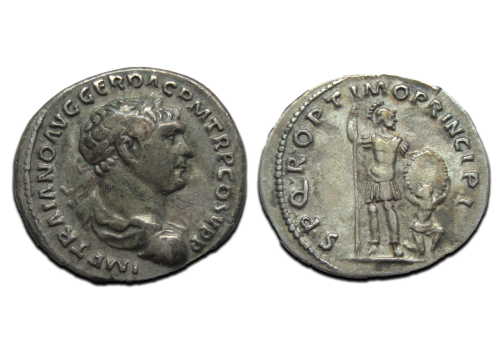 Trajanus - denarius Mars met Dacier zeer zeldzaam (O2599)