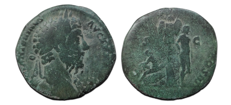 Marcus Aurelius -  GERMANICO sestertius scarce (O2637)