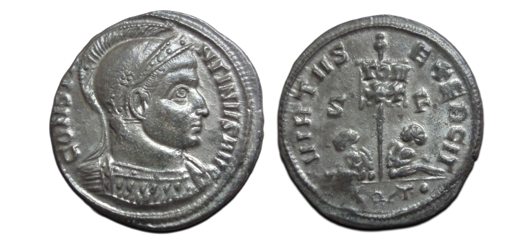 Constantine - with helmet VIRTVS EXERCIT Aquileia (O2639) Constantine - with helmet VIRTVS EXERCIT Aquileia (O2639)