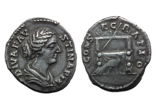 Faustina jr - denarius Consecratio pauw voor troon (O2661) Faustina jr - denarius Consecratio pauw voor troon (O2661)