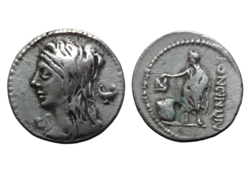 Romeinse republiek - stemtafereel denarius Cassius Longinus 63 v. Chr. (O2663) Romeinse republiek - stemtafereel denarius Cassius Longinus 63 v. Chr. (O2663)