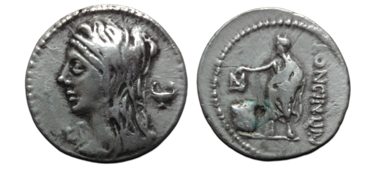 Romeinse republiek - stemtafereel denarius Cassius Longinus 63 v. Chr. (O2663) Romeinse republiek - stemtafereel denarius Cassius Longinus 63 v. Chr. (O2663)