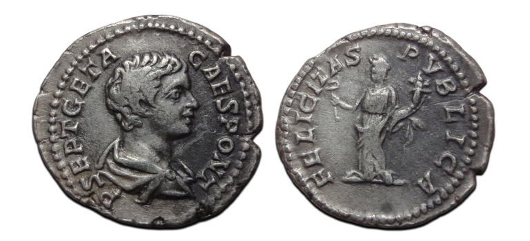 Geta - FELICITAS PVBLICA  denarius (O2672)