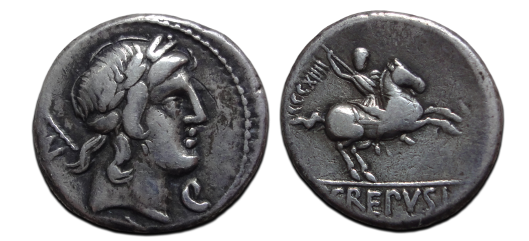 Romeinse republiek - denarius P. Crepusius "niet anders bekend" (O2675) Romeinse republiek - denarius P. Crepusius "niet anders bekend" (O2675)