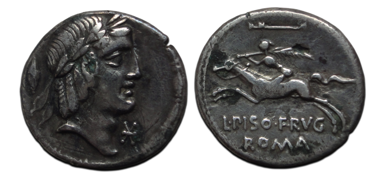 Roman republic - fourree denarius Piso Frugi 90 BC (O2688) Roman republic - fourree denarius Piso Frugi 90 BC (O2688)