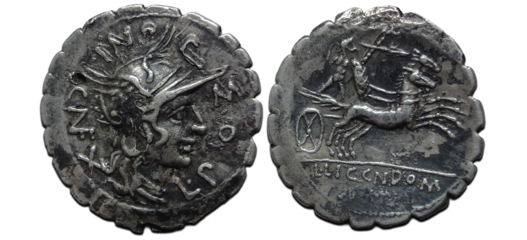 Roman Republic - denarius L. Pomponius 118 BC (O2689) Roman Republic - denarius L. Pomponius 118 BC (O2689)