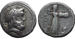 Romeinse republiek -  denarius  L. Procilius 80 voor Christus (O2690)