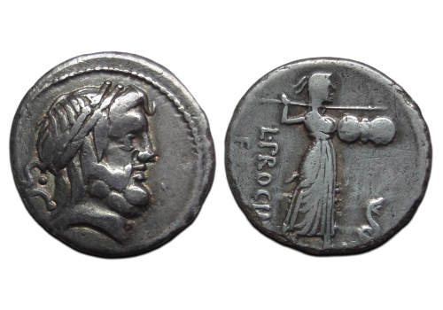Romeinse republiek -  denarius  L. Procilius 80 voor Christus (O2690)