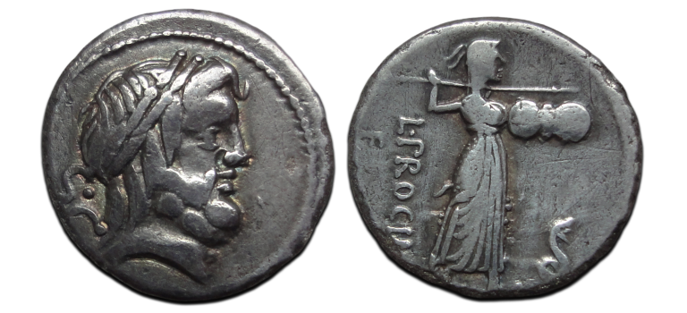 Romeinse republiek - denarius L. Procilius 80 voor Christus (O2690) Romeinse republiek - denarius L. Procilius 80 voor Christus (O2690)