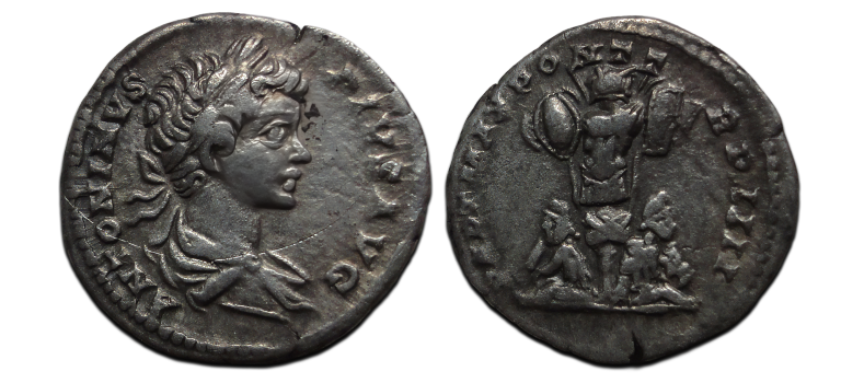 Caracalla - Denarius trofee met 2 gevangenen (O2691) Caracalla - Denarius trofee met 2 gevangenen (O2691)