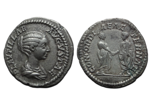 Plautilla - denarius schaarse keizerin Huwelijk met Caracalla PRACHTIG (O2695)