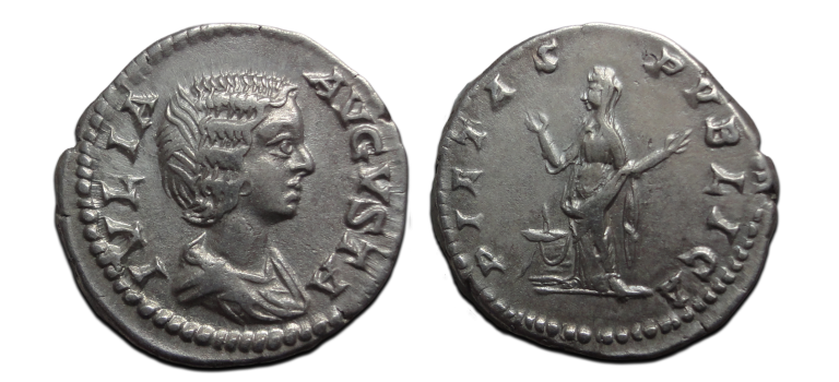 Julia Domna - denarius PIETAS PVBLICA prachtig! (O2696) Julia Domna - denarius PIETAS PVBLICA prachtig! (O2696)