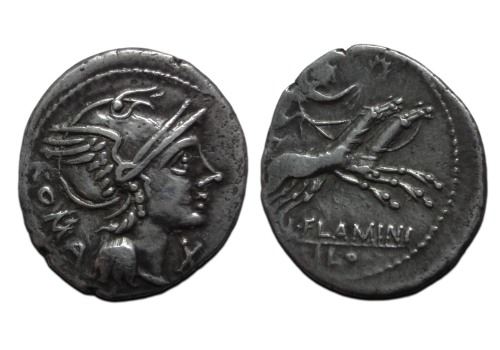 Romeinse republiek - denarius Flaminius Cilo 109-108 v. Chr. (O2697) Romeinse republiek - denarius Flaminius Cilo 109-108 v. Chr. (O2697)