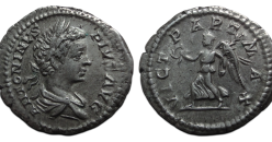 Caracalla -  denarius VICT PART MAX schaars en interessant! (O2698)