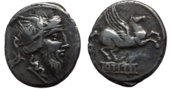 Romeinse republiek - denarius Q. Titius Pegasus 90 v. Chr. (O2699)