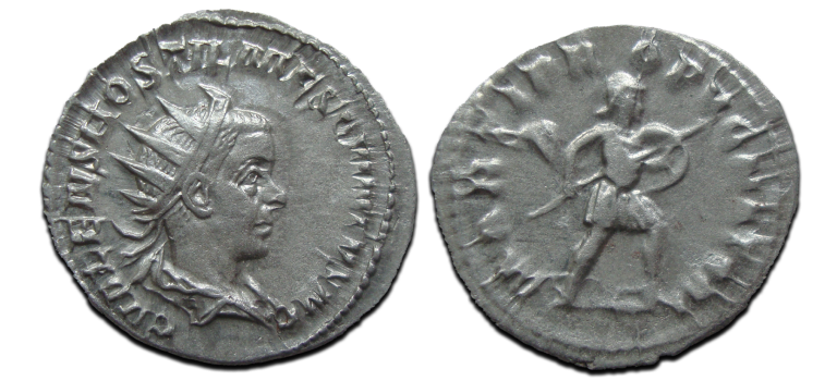 Hostilianus - denarius MARS zeldzaam (S25106)