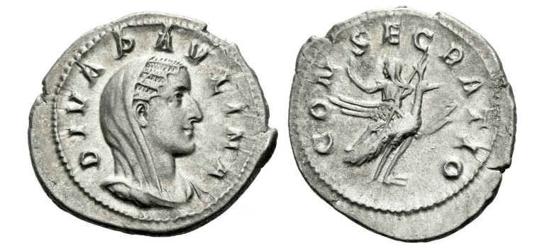 Paulina - Denarius vrouw van Maximinus I zeer zeldzaam Ex Kuenker! (S2534)