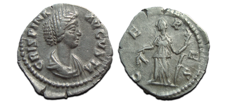 CRISPINA - vrouw van Commodus denarius CERES SCHAARS! (S2575)
