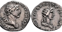 Trajanus - denarius SOL zeldzaam en bijzonder! (S2607)