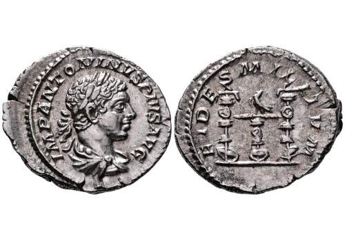 Elagabalus - standaards met legioenadelaars schaars (S2613) Elagabalus - standaards met legioenadelaars schaars (S2613)