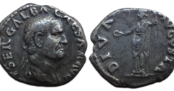 Galba - denarius DIVA AVGVSTA zeer zeldzaam  en imposant portret! (AU2626)