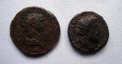 2  romeinse Dupondii Marcus Aurelius en Trajanus (F22104)