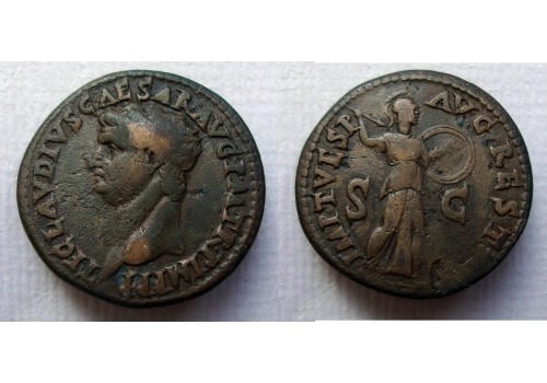 Claudius AS -  Minerva restitution coin under Titus RARE (F22114)