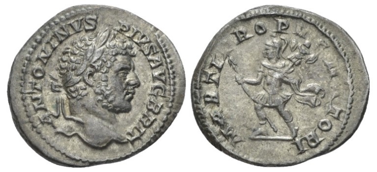 Caracalla -  Denarius Mars expressief portret! (AU2224)