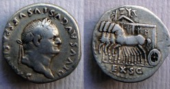 Divus Vespasianus - denarius vierspan met tensa! (AU2248)