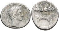 Augustus - denarius triomfboog! (AU2261) Augustus - denarius triomfboog! (AU2261)