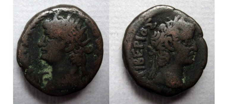 Nero - zilveren Tetradrachme met Tiberius! (AU2289)