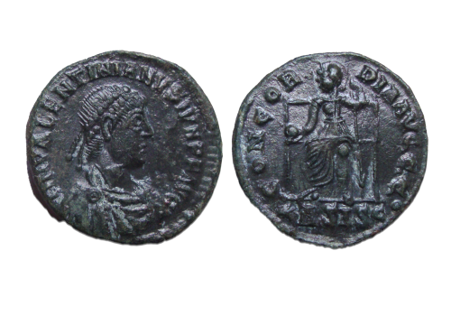Valentinian II - Roma on throne CONCORDIA AVGGG scarce (D2272)