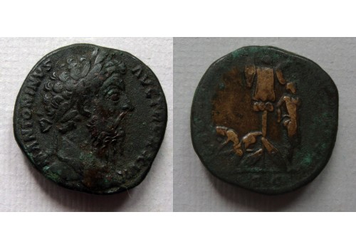 Marcus Aurelius -  GERMANICO sestertius scarce (JUL2283)