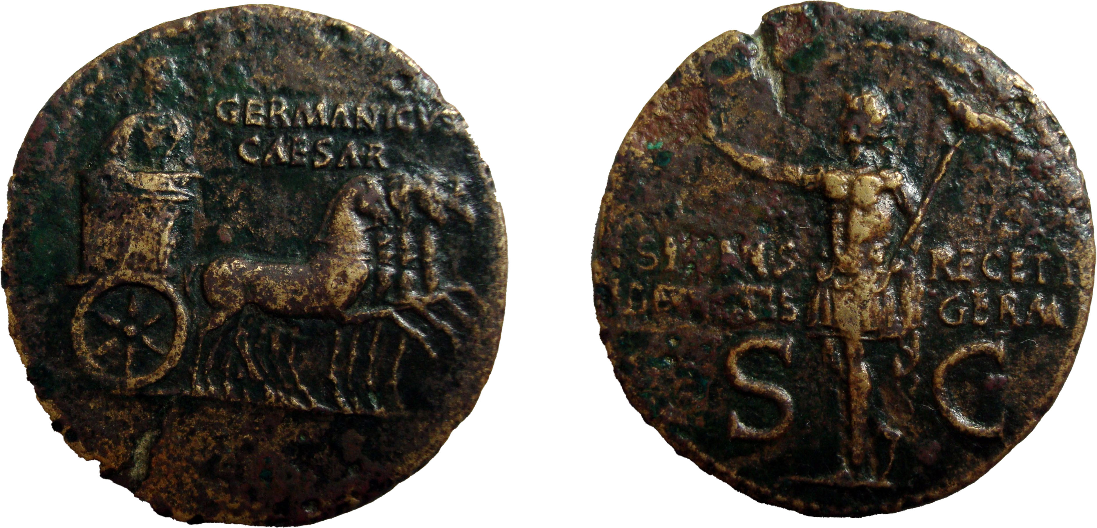 GERMANICUS AS - Germanicus in quadriga scarce (JUN2158