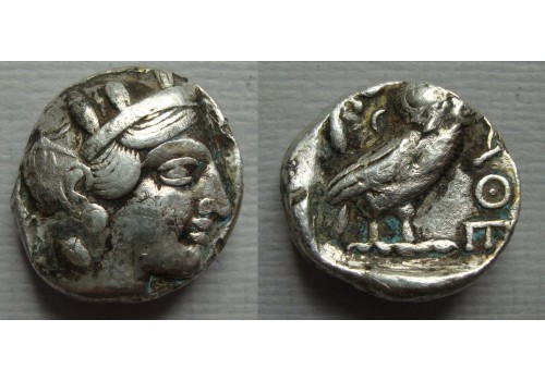 Griekse zilveren Fourree Tetradrachme met uiltje! (N2219) Griekse zilveren Fourree Tetradrachme met uiltje! (N2219)