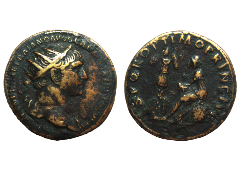 Trajanus - Dupondius overwinning op de Daciers, MOOI! (N2271)