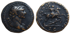 Trajanus - Dupondius keizer als ruiter, aantrekkelijke munt! (JUN2272) 