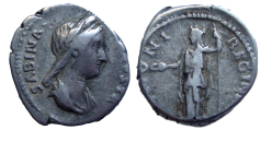 Sabina  - schaarse keizerin vrouw van Hadrianus  IVNO denarius! (N2282)
