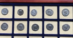Mooie starters-set Romeinse zilveren munten inclusief houten cassette! (o2208)