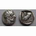 Griekse zilveren Tetradrachme met uiltje en schildpad klop (N2241)